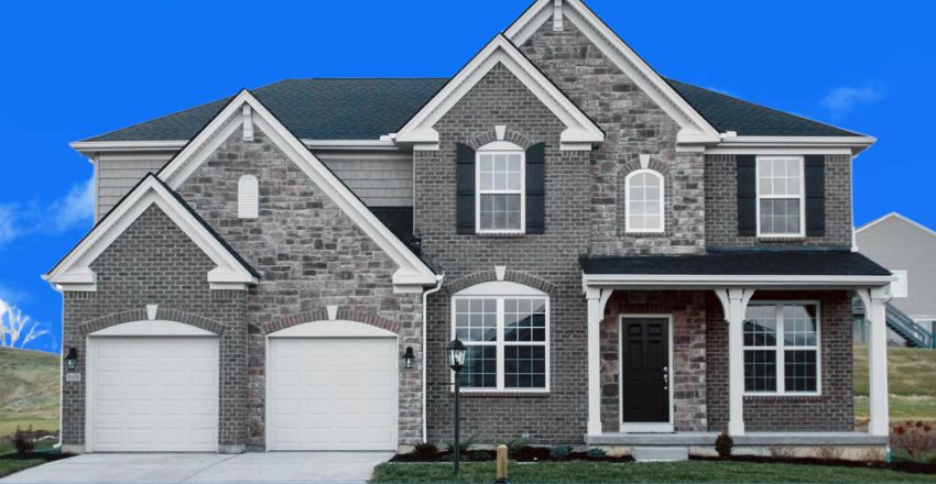 Gray brick facade on a modern family home